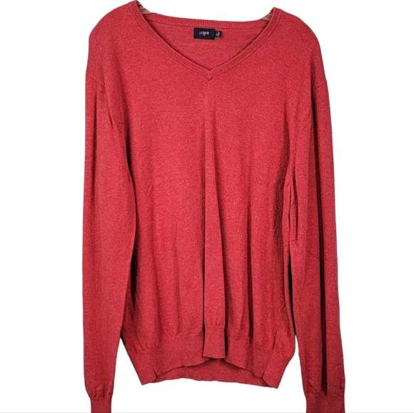 J. Crew Cotton Blend Vneck Soft Red Sweater Men's Size XL - Picture 2 of 10
